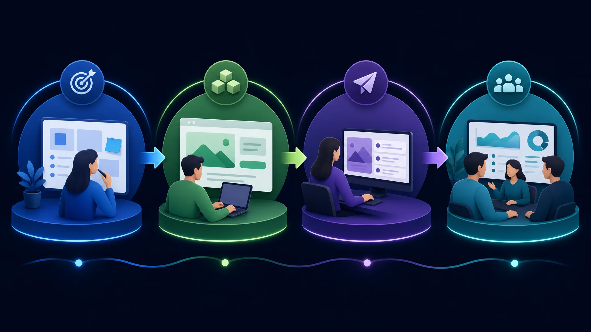 Diagram showing the four-step simulated phishing attack training process: planning, scenario development, execution, and debriefing