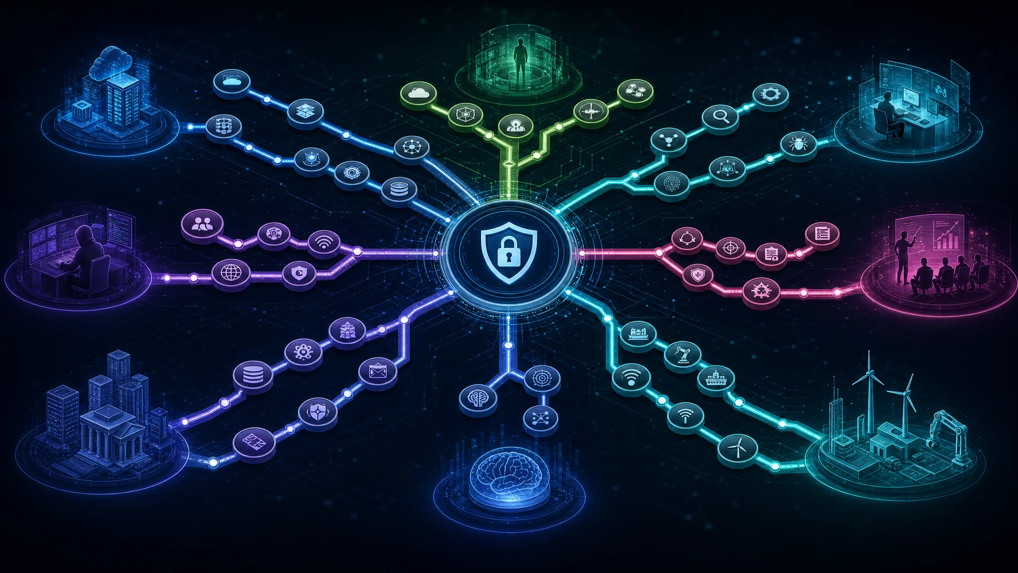 Illustration of the complex cybersecurity certification landscape in 2026 with dozens of vendor paths and career options to navigate