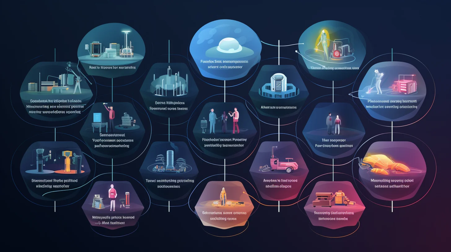 Sections highlighting tech-related terms. A visual representation of diverse tech concepts.