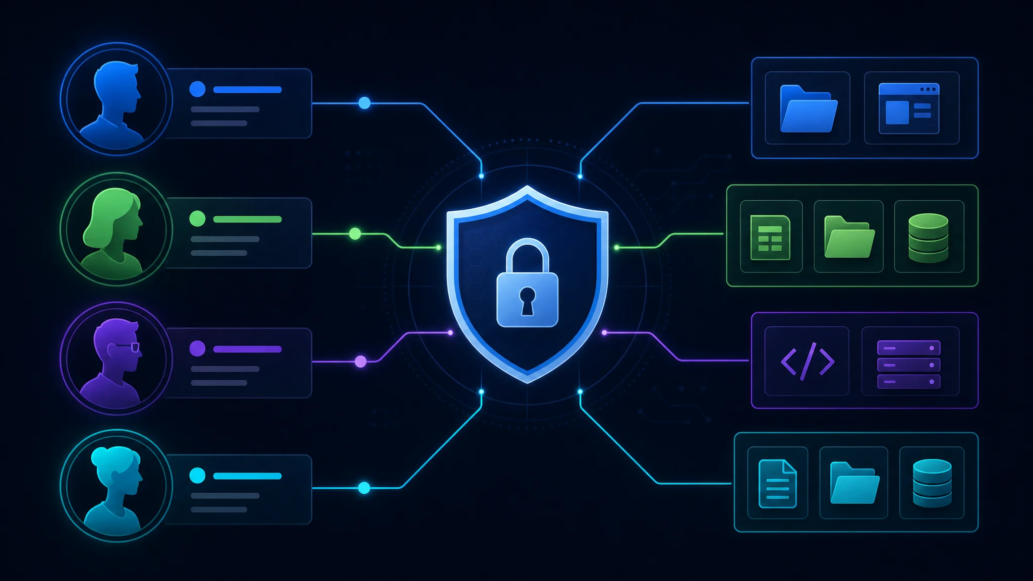 Diagram showing how least privilege access control reduces the attack surface by limiting each user account to only the permissions required for their role