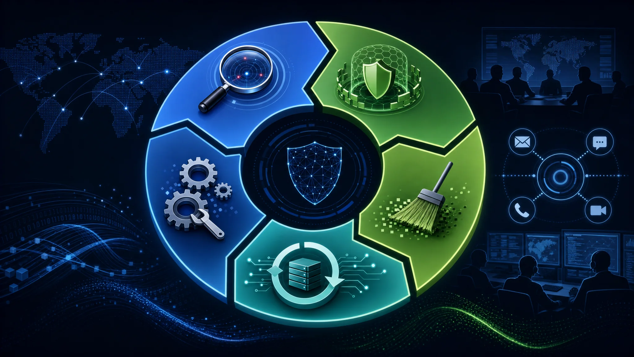 Diagram showing the NIST SP 800-61 Rev. 2 incident response lifecycle with suggested improvements: threat intelligence integration, communication protocols, and post-incident analysis