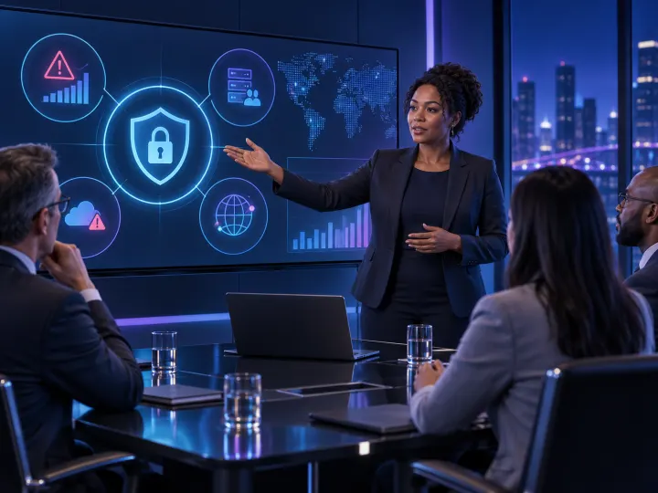 Illustration of a security leader at work, representing the video's ENTJ pairing