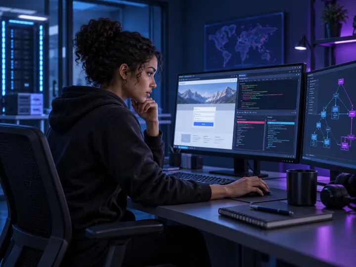 Illustration of a penetration tester at work, representing the video's ENTP pairing