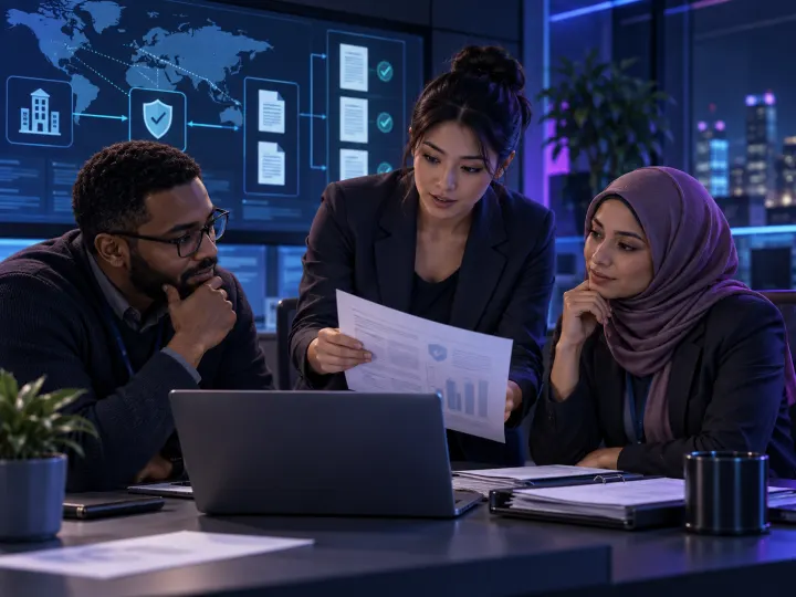 Illustration of a third-party risk liaison at work, representing the video's ESFJ pairing