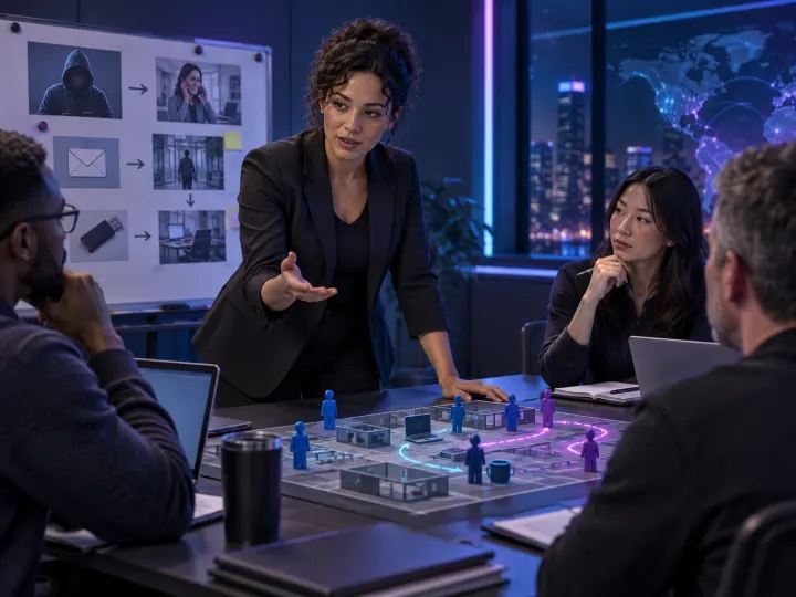 Illustration of a social engineering assessor at work, representing the video's ESFP pairing