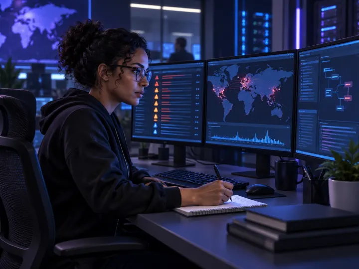 Illustration of a soc analyst at work, representing the video's ISFJ pairing