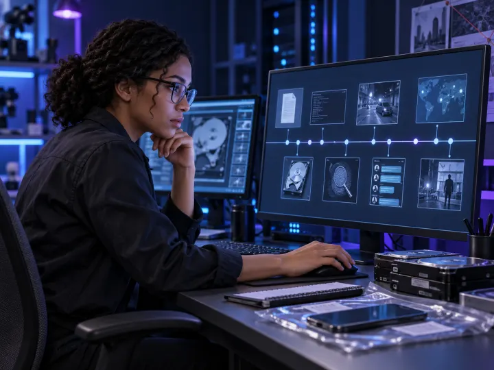 Illustration of a digital forensics or audit at work, representing the video's ISTJ pairing