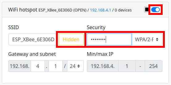 XBee ESP32 Secure Wifi Configuration Page