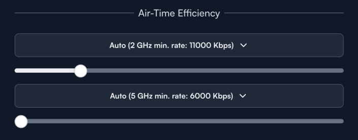 A screenshot of the recommended alta labs configuration for Air-Time Efficiency