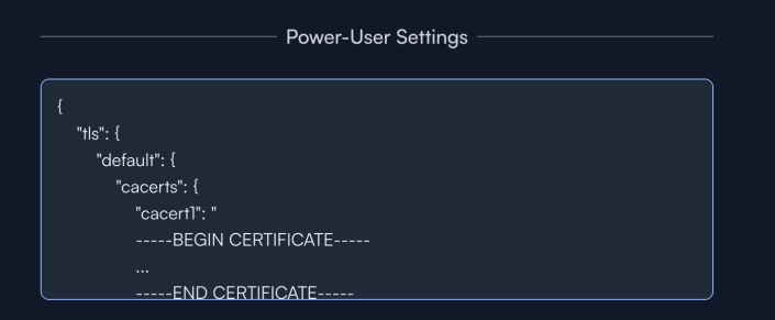 A screenshot of the recommended alta labs configuration for Power User Settings