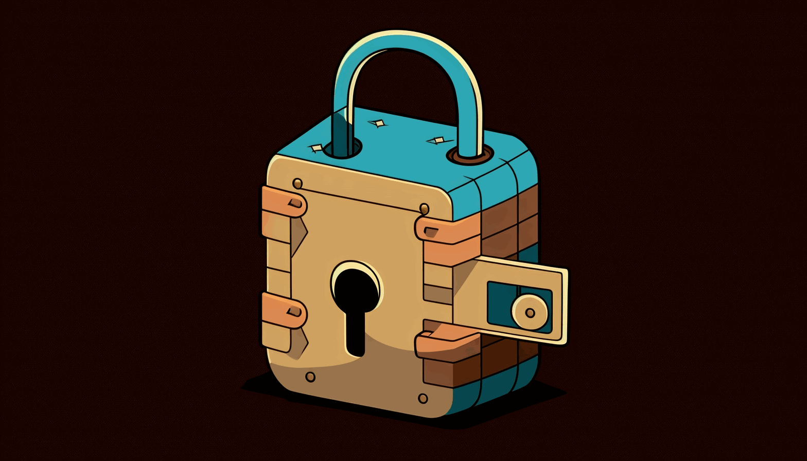 A cartoon padlock with a keyhole, representing data protection through encryption.