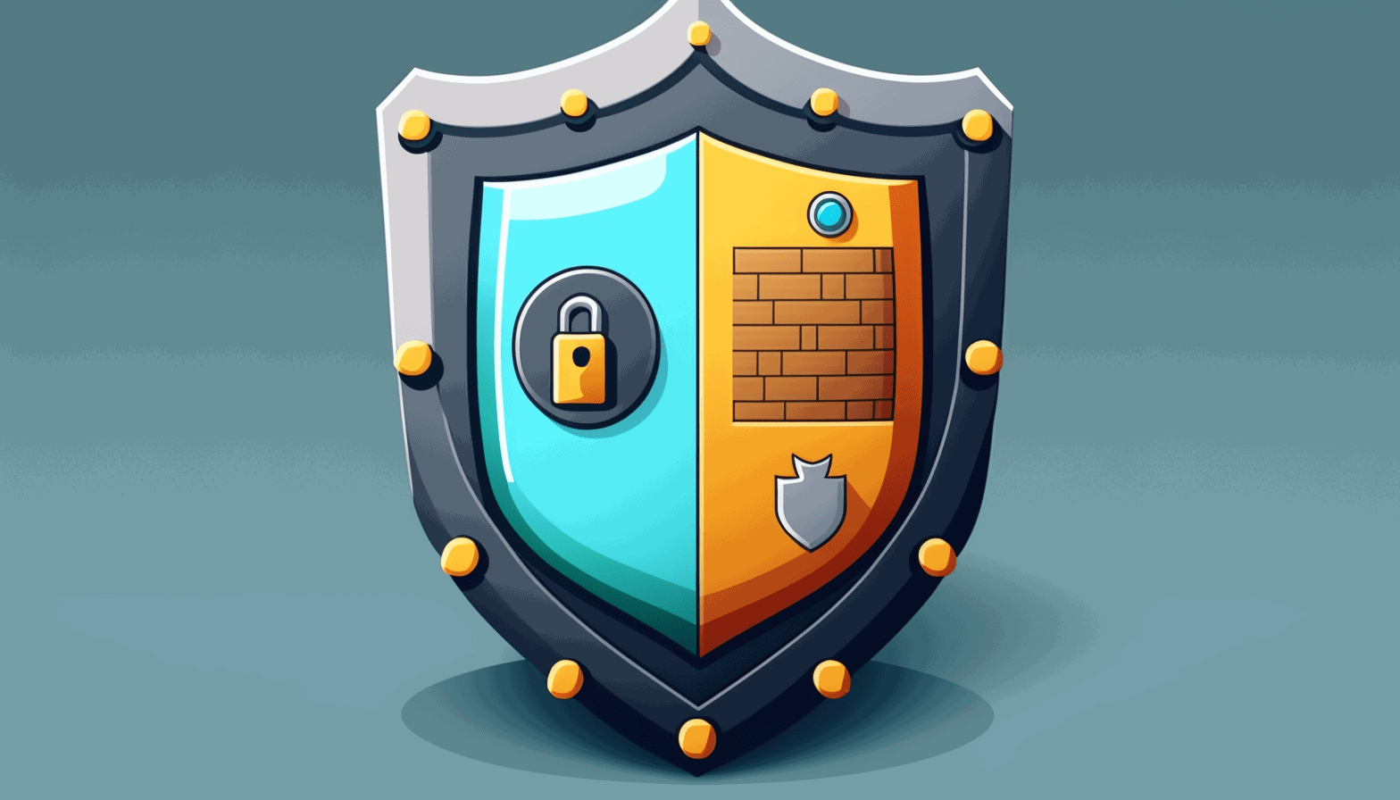 A cartoon shield with a lock icon in the center representing network security against APTs