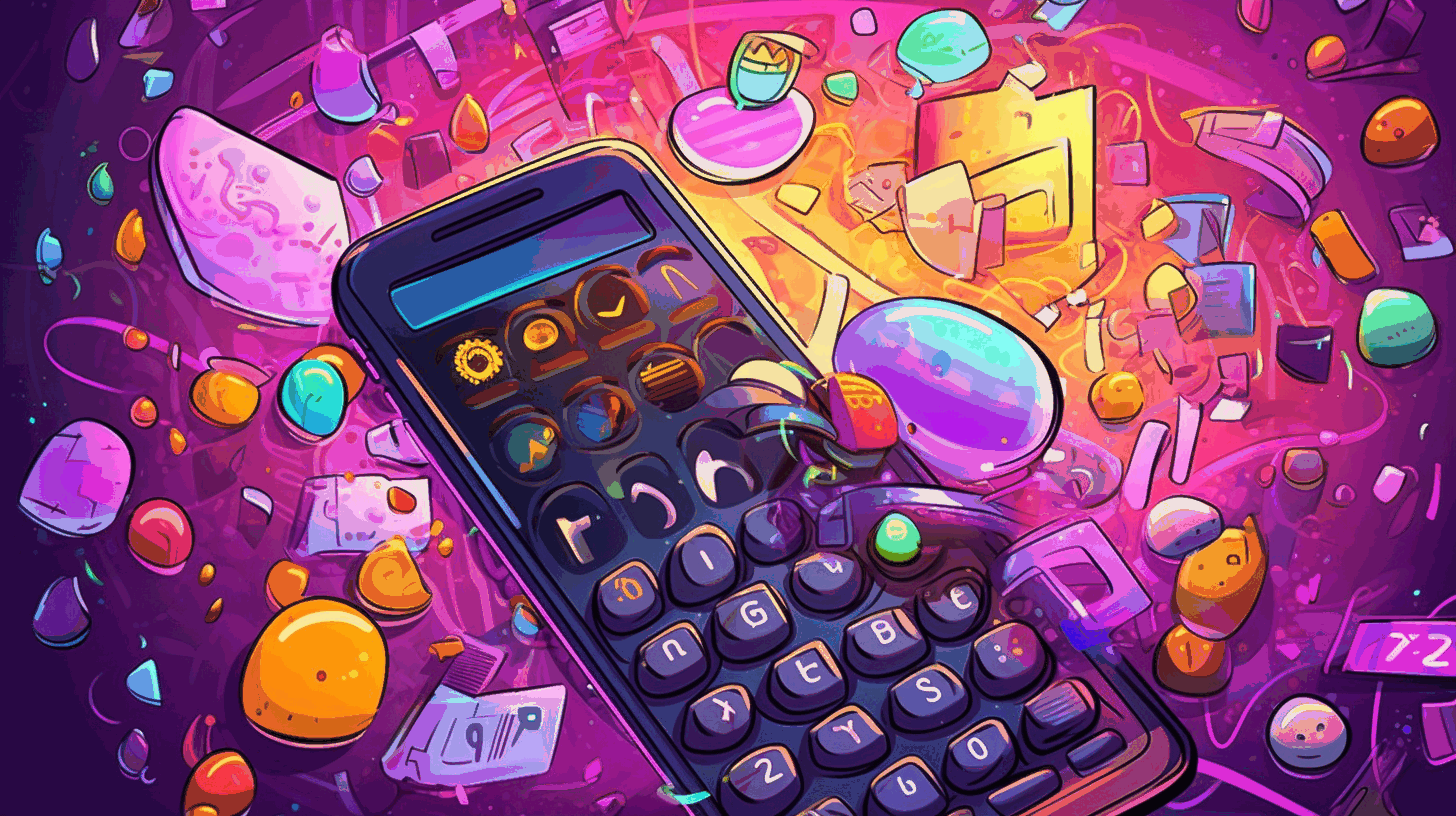 A colorful illustration depicting a smartphone with a numeric keypad and text bubbles, symbolizing the T9 cipher's impact on mobile communication.