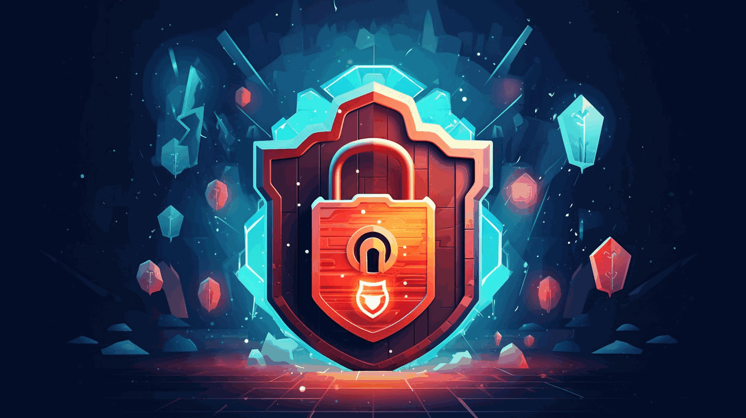 A symbolic image representing cybersecurity professionals protecting digital assets from cyber threats with a shield and lock.