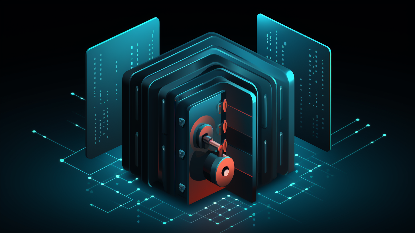An illustration depicting a computer server shielded with a lock, symbolizing secure VMware infrastructure.