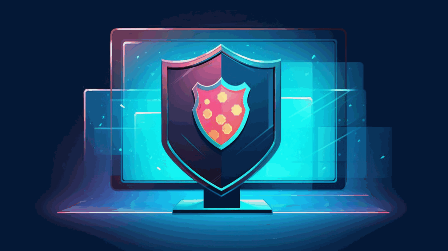 An illustration depicting a shield protecting a computer screen, symbolizing enhanced online privacy and security.