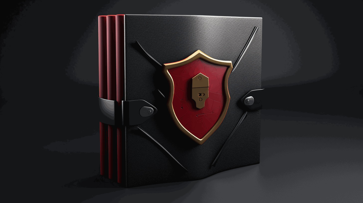 An image showing a shield protecting a locked folder representing the protection of sensitive information.