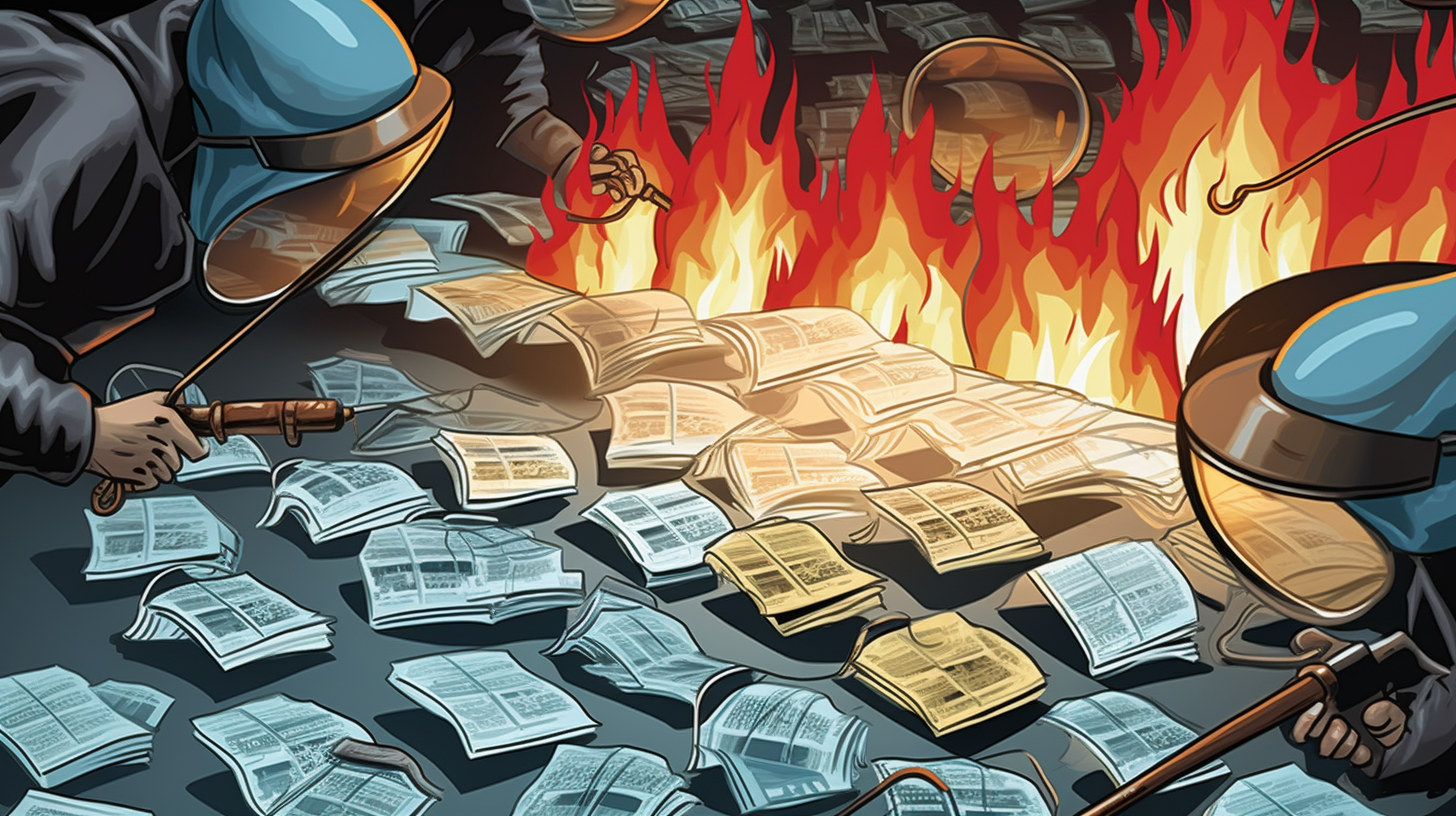 An illustration showing the clash of firewalls with a magnifying glass inspecting packets.