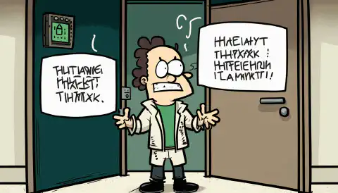 A cartoon hacker in a lab coat standing between two doors, one labeled HackTheBox and the other labeled TryHackMe with a thought bubble over their head wondering which one to choose.