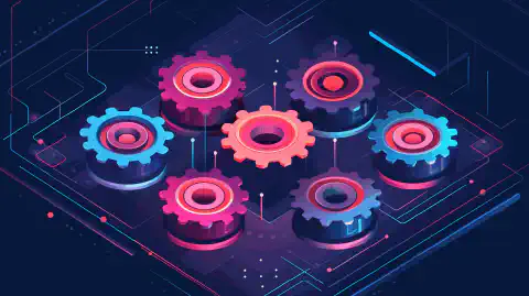 A symbolic illustration showing interconnected gears symbolizing automation and infrastructure management with Ansible