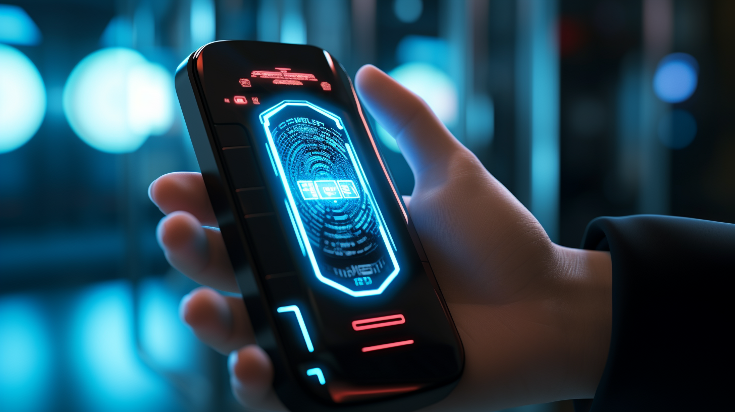 A futuristic biometric scanner locking and unlocking.