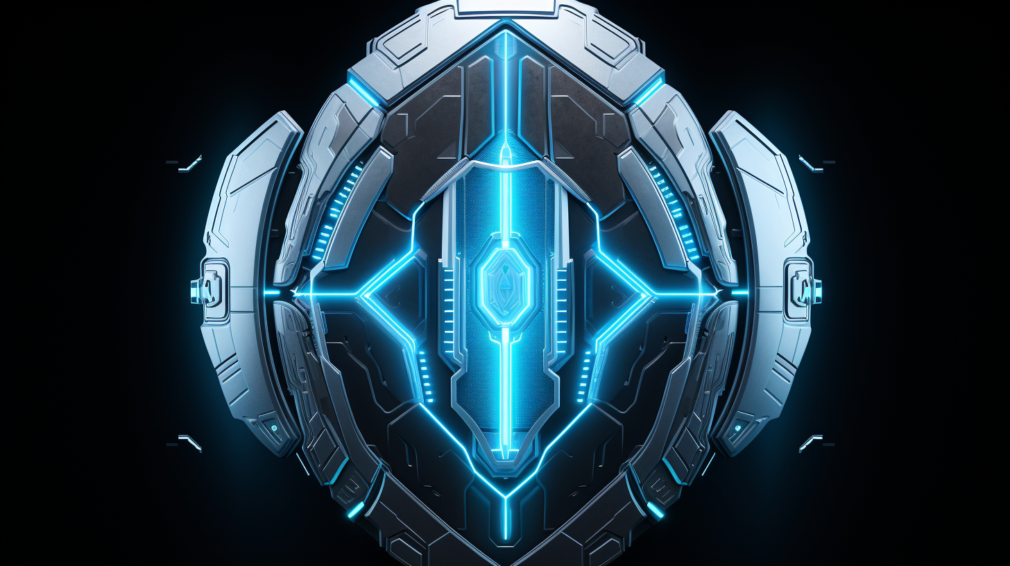 A futuristic AI guardian shield, symbolizing ChatGPT securing the digital realm against cyber threats.