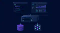Terminal and desktop clients linked to a central server and separate repository and inference symbols