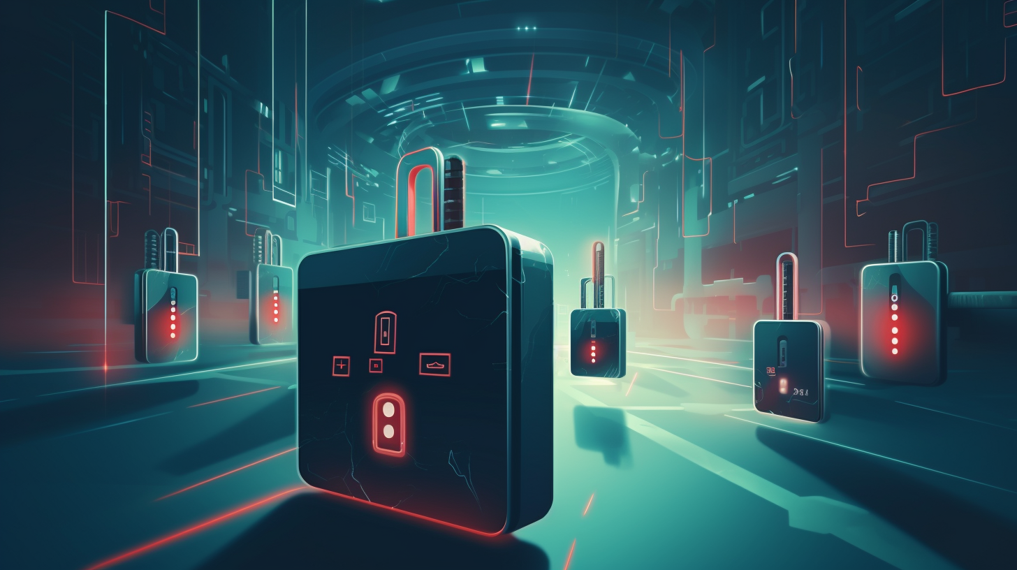 An animated illustration showcasing a digital lock shielding RFID signals.