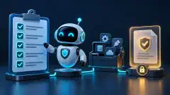 Security review checklist beside an AI agent and MCP tool diagram