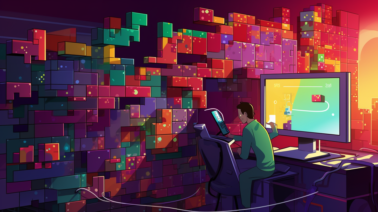 A cartoon-style illustration of a developer securely building a wall of code blocks, representing safe Python programming practices.