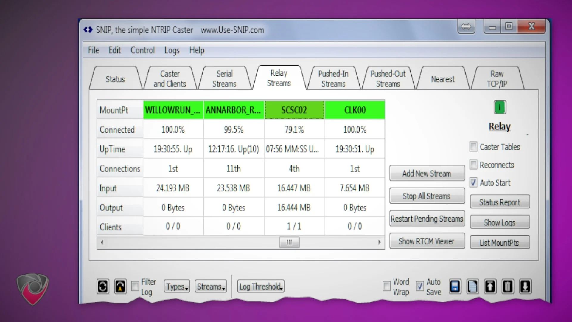 Snip Relay Streams Menu