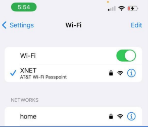 XNET Offload SSID as it appears on iPhone and iOS devices